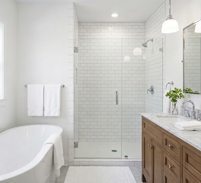 After mold remediation showing a clean restored bathroom